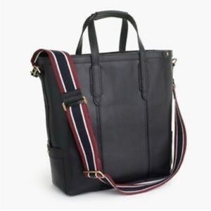J. Crew NWT Oar Stripe leather tote, k0334 Black
